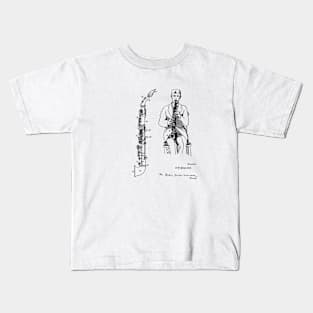 saxophone vintage patent drawing Kids T-Shirt